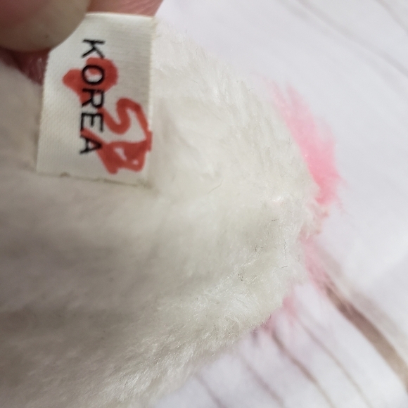 White Puppy Dog 7" Plush Pink Fuzzy Ears Carnival Style Felt Tongue Pink Eyes 80 - Picture 10 of 11